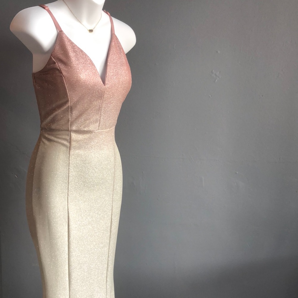 Rose gold and gold ombré formal dress